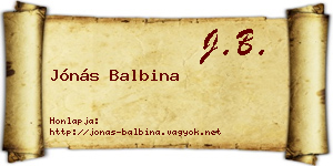 Jónás Balbina névjegykártya